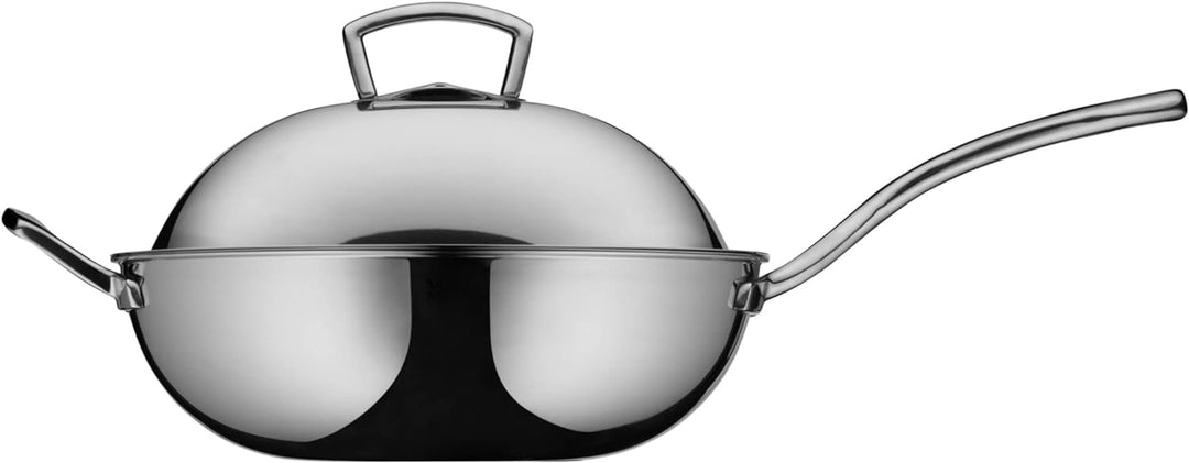 WMF Multiply Wokpfanne 32 cm, Wok Induktion unbeschichtet, Metalldeckel mit Wrasenabzug, Mehrschicht