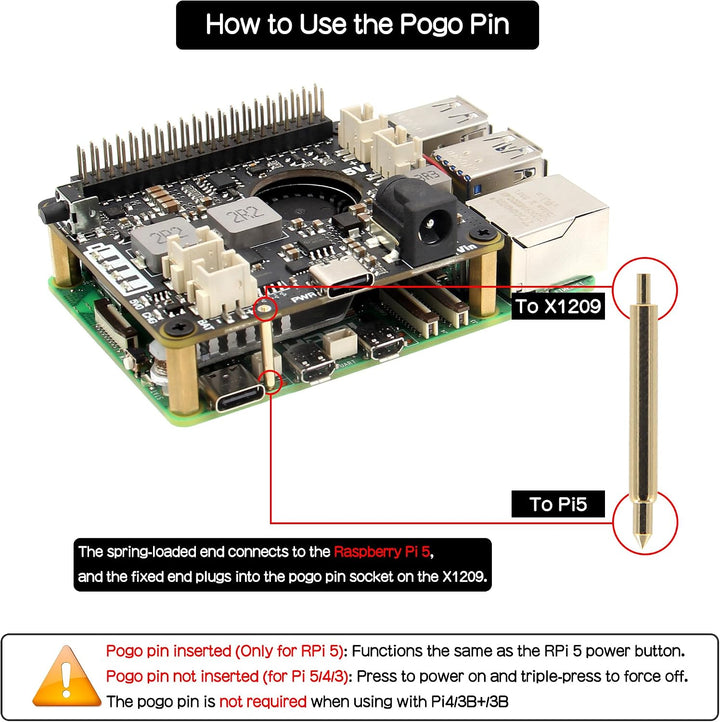 Geekworm X1209 UPS für Raspberry Pi 5/4B/3B+/3B | 5,1V 6A Ausgabe, 5-18V Breitbandeingang, Oben mont