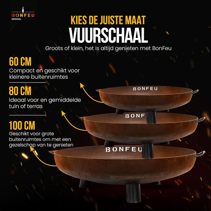 BonFeu BonBowl Plus Feuerschale 80cm - Feuerschalen für den Garten - Feuerstelle Outdoor - Feuerscha