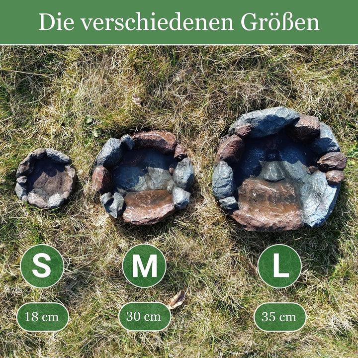 Vogelbad Garten 35cm, Vogeltränke Stein, Wassertränke für Vögel, Vogelbrunnen, Vogel-Badewanne, Voge