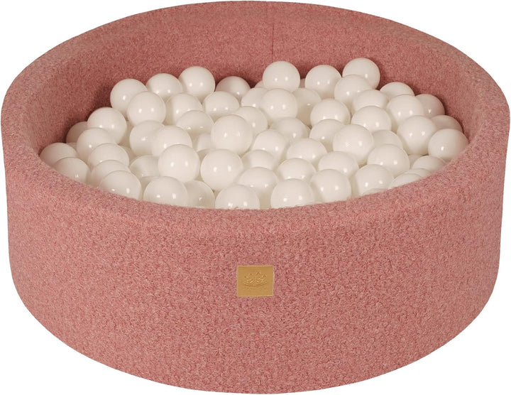 MEOWBABY Bällebad Baby - Rund 90x30cm Ballgruben für Kinder mit 200 Bälle, Boucle, Rosa: Alles Weiss