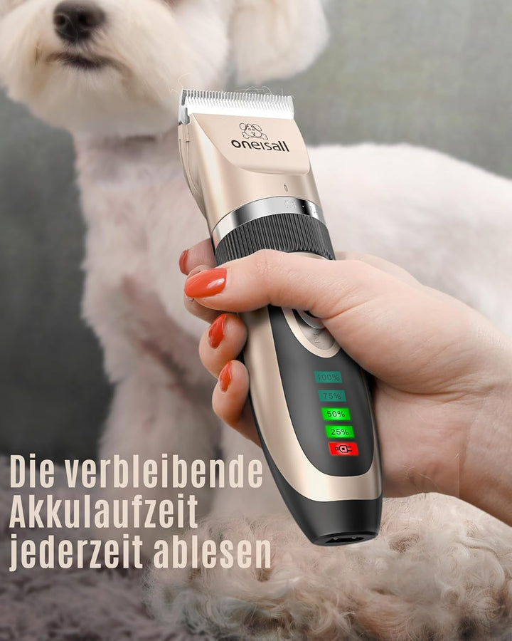 oneisall Dog Clippers Low Noise, 2-Speed Quiet Dog Grooming Kit Rechargeable Cordless Pet Hair Clipp