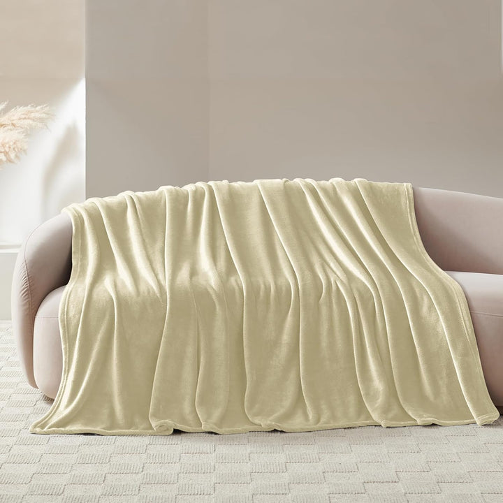WAVVE Kuscheldecke Beige Flauschig Fleecedecke - Sofadecke 230x270 cm Wohndecke Couchdecke, Beige De