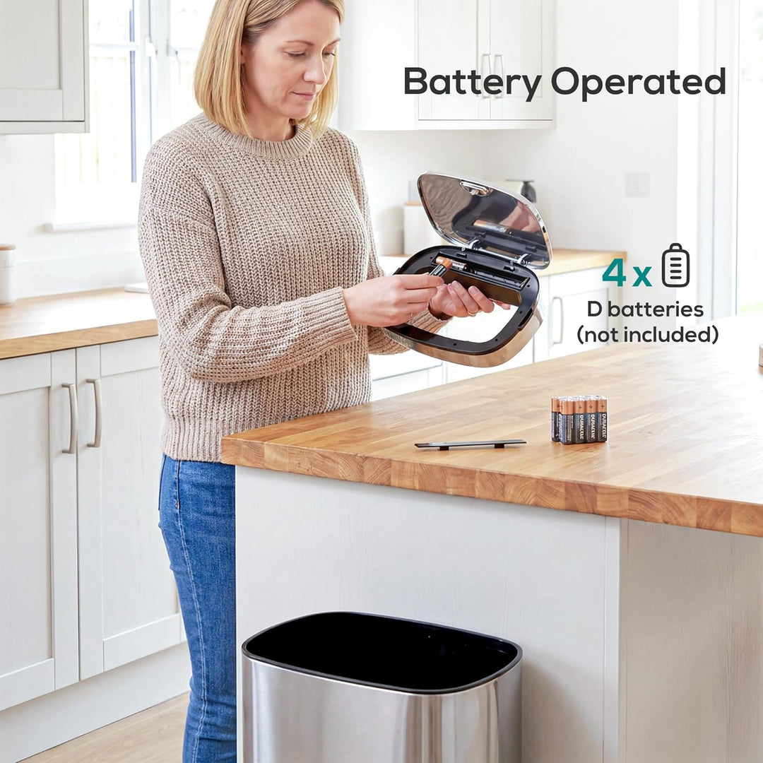 HOMCOM Mülleimer Automatik mit Sensor Abfalleimer Küche Edelstahl Silber (68L), 68L