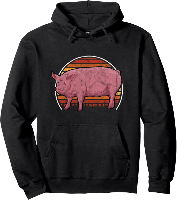 Vintage Schweine Retro Landwirt Bauer Pullover Hoodie