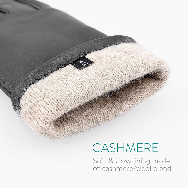 Navaris Touchscreen Nappa Lederhandschuhe für Damen - Leder Handschuhe aus Lammleder mit Kaschmir Mi
