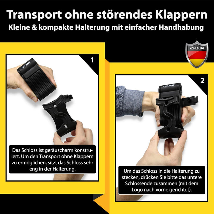 KOHLBURG sehr leichtes &amp; kleines Faltschloss für Kurz-Zeit-Schutz - Fahrradschloss 420g leicht für l