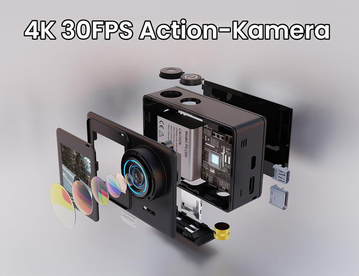 GO7 Action Cam 4K Dual Touchscreen Unterwasserkamera 40M mit 2.4G Fernbedienung EIS Anti-Shake 170°