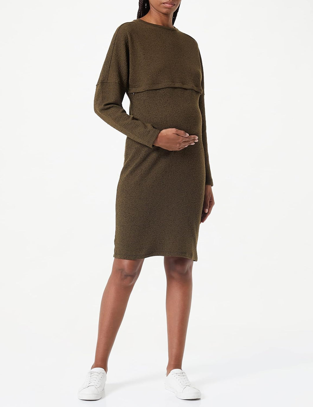 Noppies Damen Dress Riva Nursing Long Sleeve Kleid 34 Dark Olive - P981, 34 Dark Olive - P981