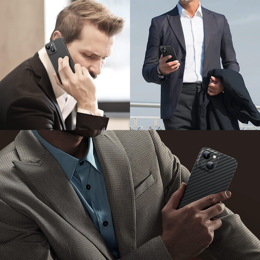 memumi Carbon Hülle für iPhone 13, 100% Aramidfaser Hülle, 0.5 mm Super dünne, Hülle aus echter Aram