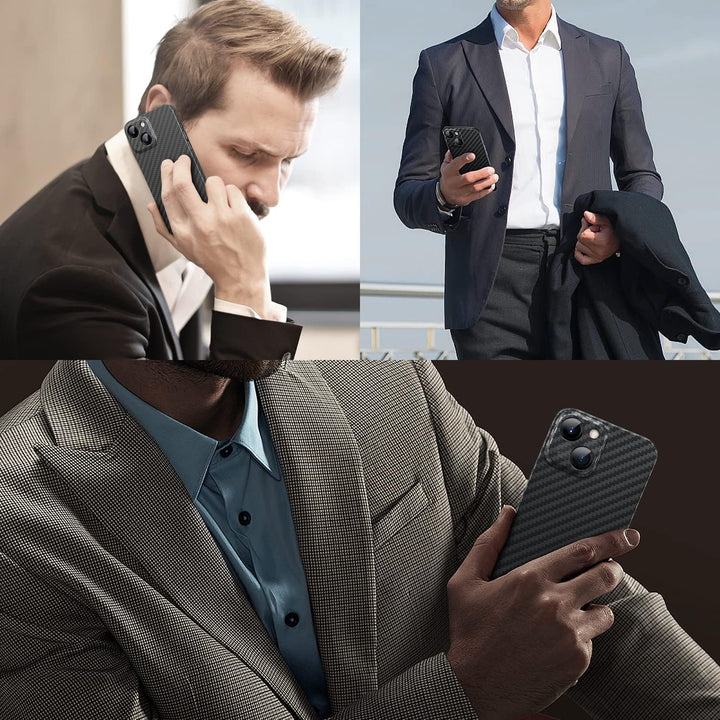 memumi Carbon Hülle für iPhone 13, 100% Aramidfaser Hülle, 0.5 mm Super dünne, Hülle aus echter Aram