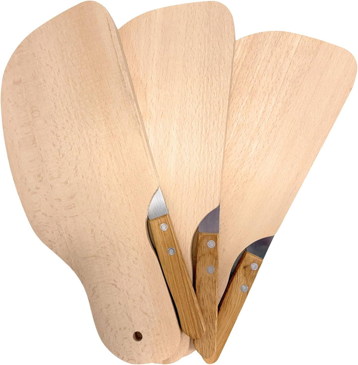 4X HOFMEISTER® Frühstücksbrett mit Brotmesser Buchenholz 28 x 11 x 1 cm