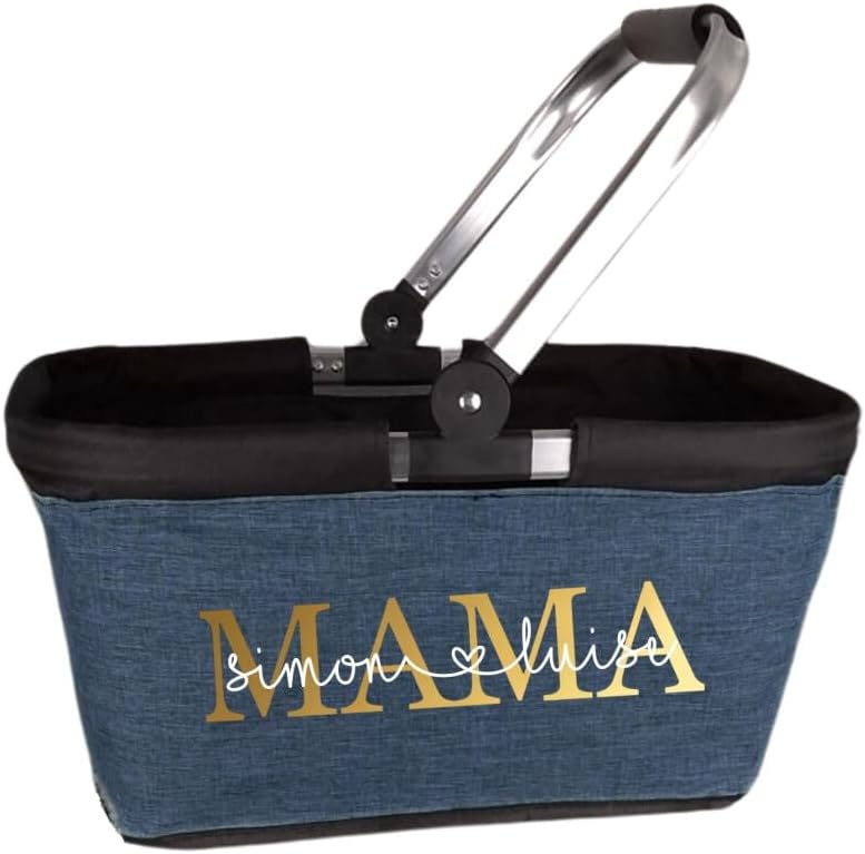 Einkaufskorb Mama personalisiert, Personalisiertes Geschenk Einkaufstasche mit Name, Tragekorb mit A