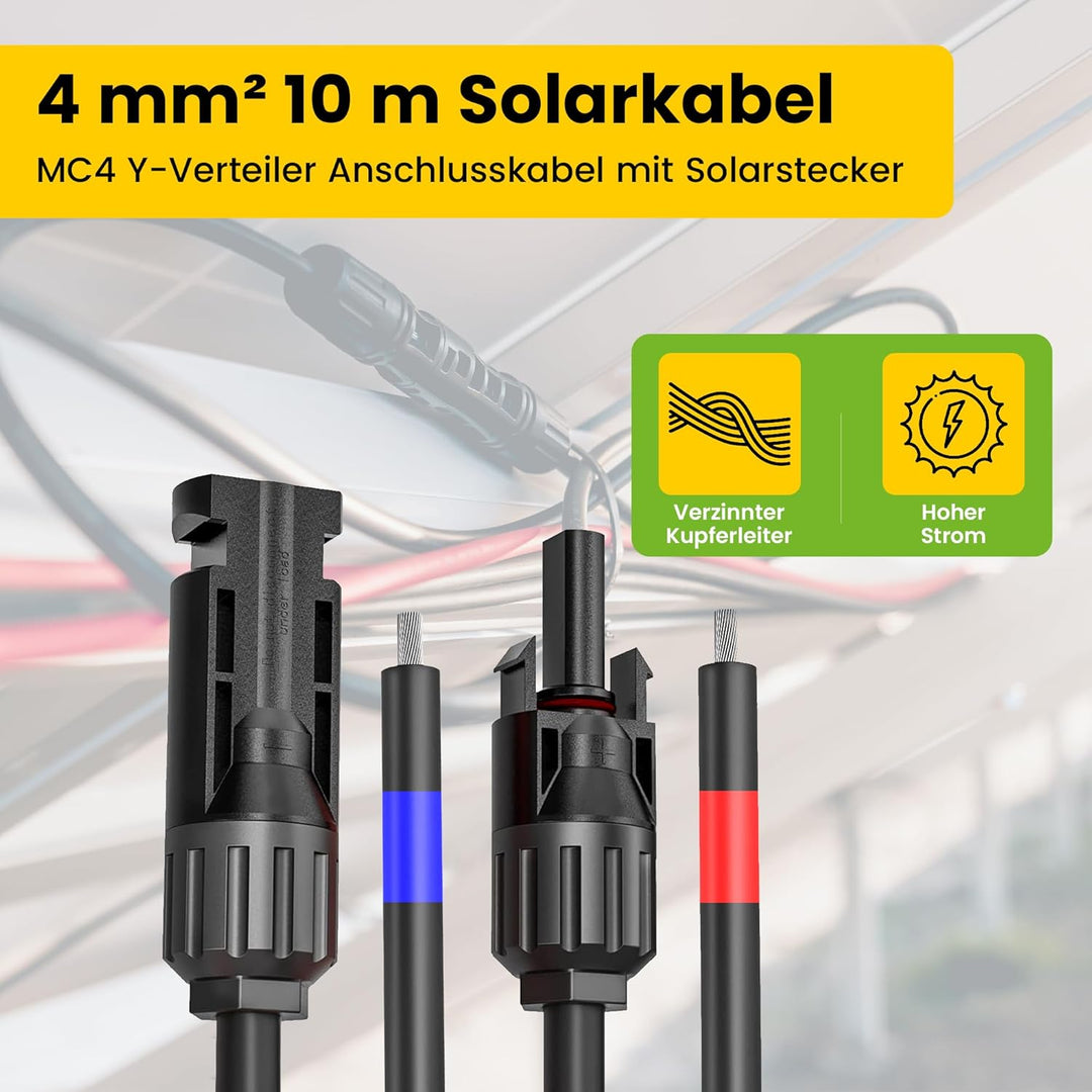Offgridtec© Solar Connection Kit 2 4mm² - 10m Solarkabel + MC4 Steckverbindungen + Offgridtec Y-Abzw