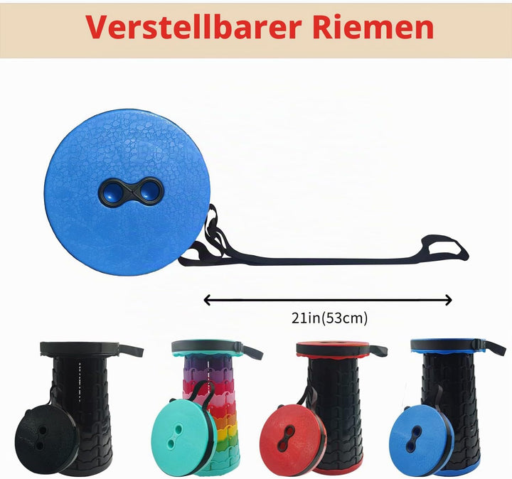 Campinghocker Tragbarer Klapphocker Faltbar, Blau Teleskophocker Einziehbarer Sitz für Camping, Gril