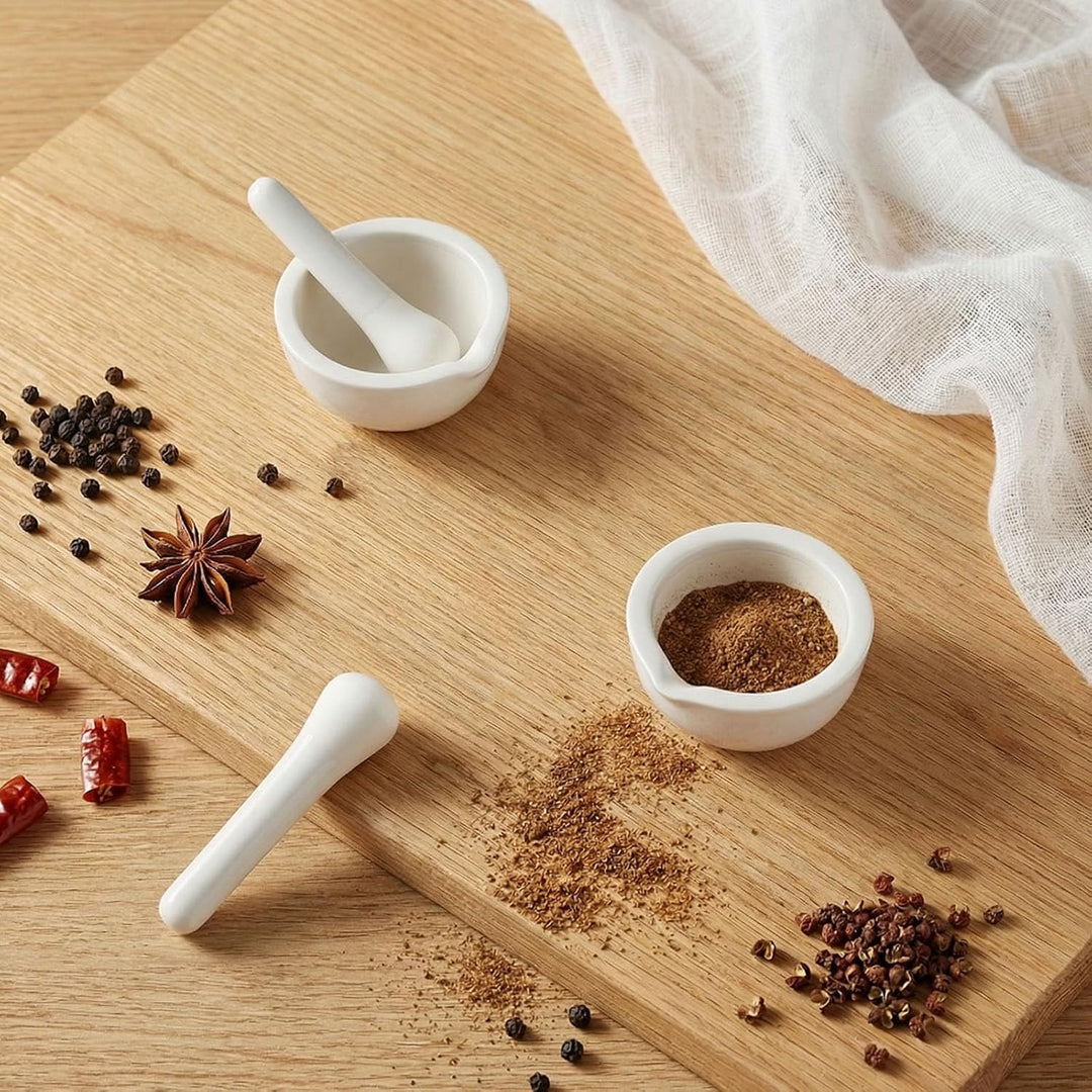 2 Sets Mörser mit Stössel, 60ml kleiner Mörser Zum Gewürze, Kräuter, Knoblauch, Nüssen, Für Küche un