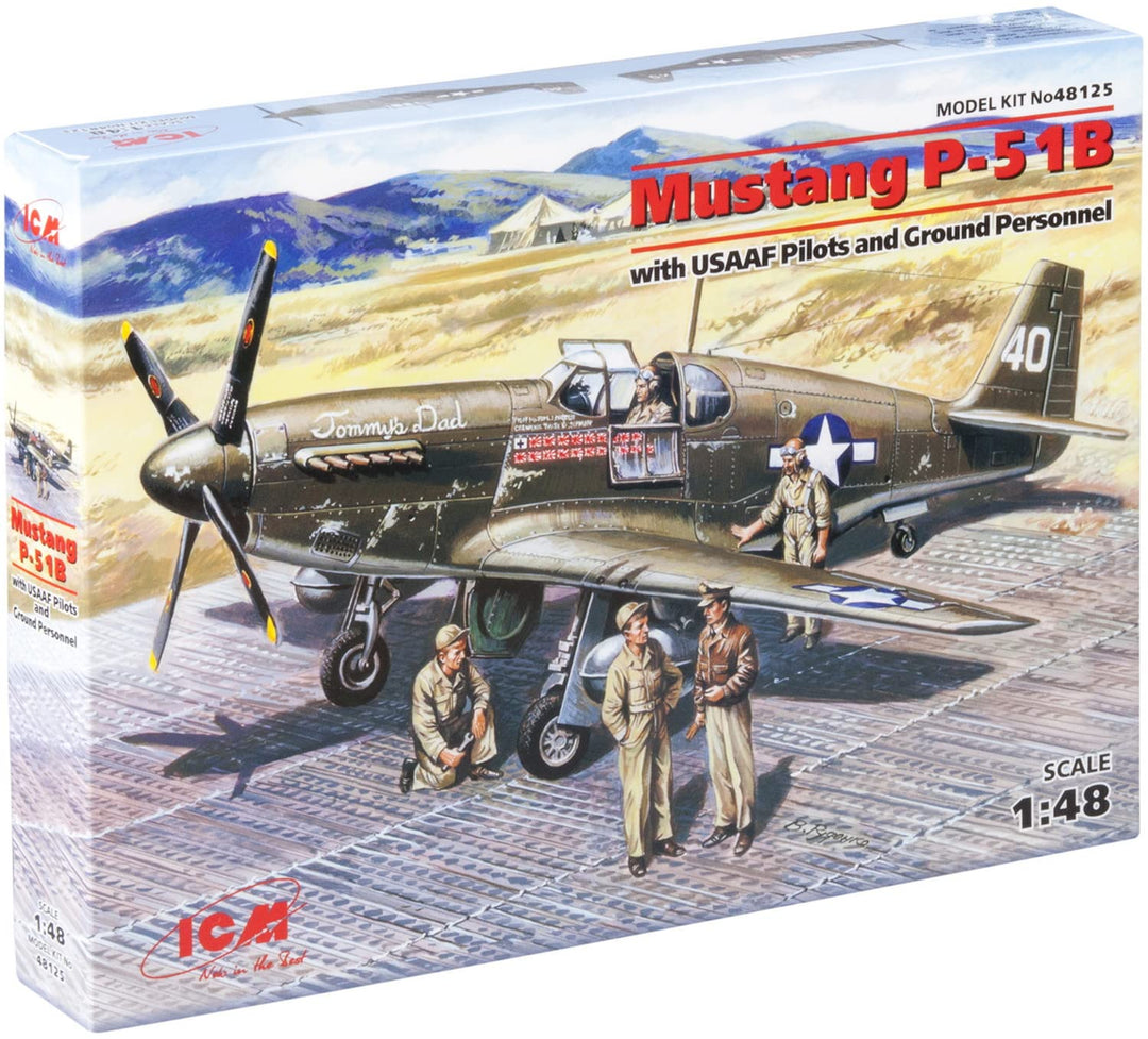 ICM 48125 48125-Mustang P-51B mit USAAF Pilots und Ground Personnel, Sortiert