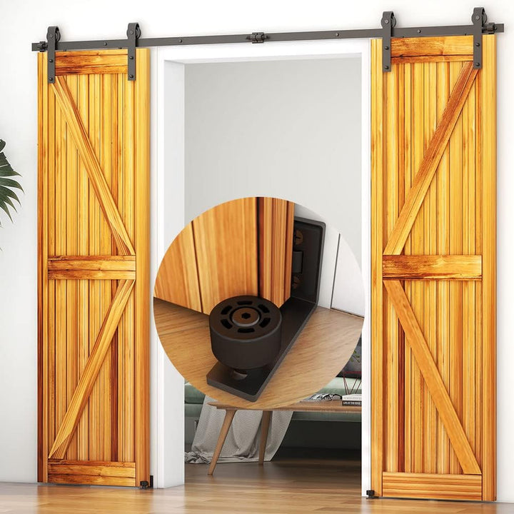 WOLFBIRD 365cm/12ft Schiebetürbeschlag Set Schiebetürsystem mit Bodenführung für Doppeltüren - Türbe