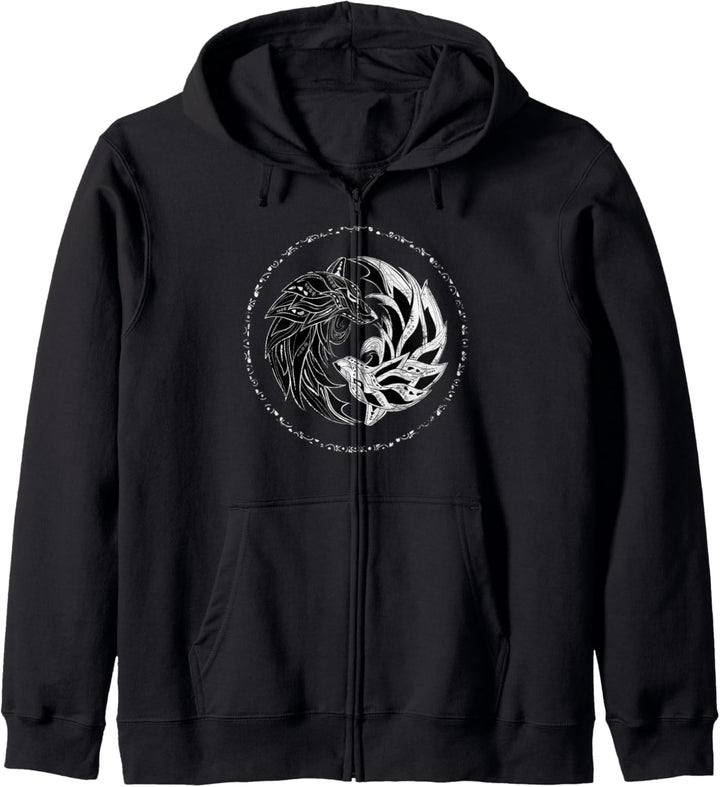 Yin Yang,Wolf,Wölfe,yinyang,Chi Gong TaiChi,Yin-Yang Bagua Kapuzenjacke