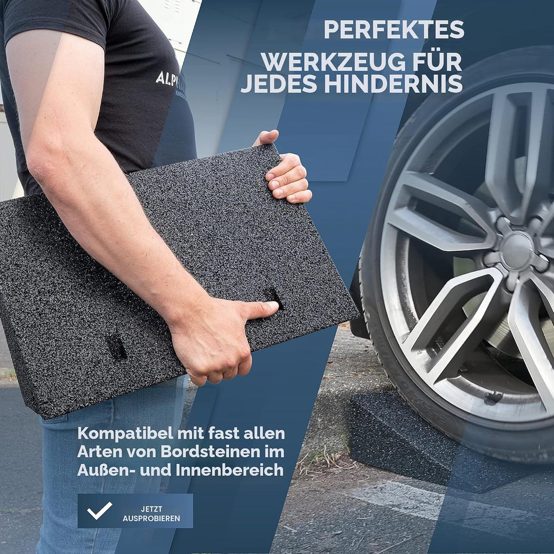 Bordsteinrampe Gummi schwarz 2X I Breite: 50 cm I Höhe: 110 mm I Rampe Gummikeil Rollstuhlrampe Auff
