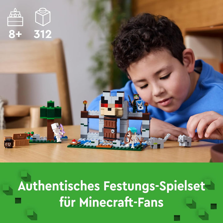 LEGO Minecraft Die Wolfsfestung, Action-Spielset mit Skeletten und Festung zum Erkunden, Geschenk fü