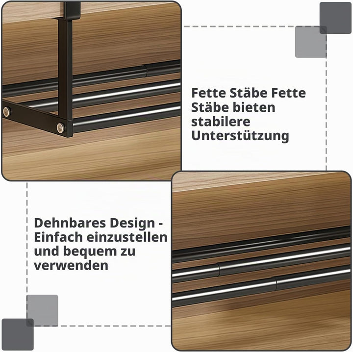 Hängendes Schuhregal Organizer im Schrank: 2 Pcs Unterregal mit Verstellbarer 40-70cm, Unter Regal A