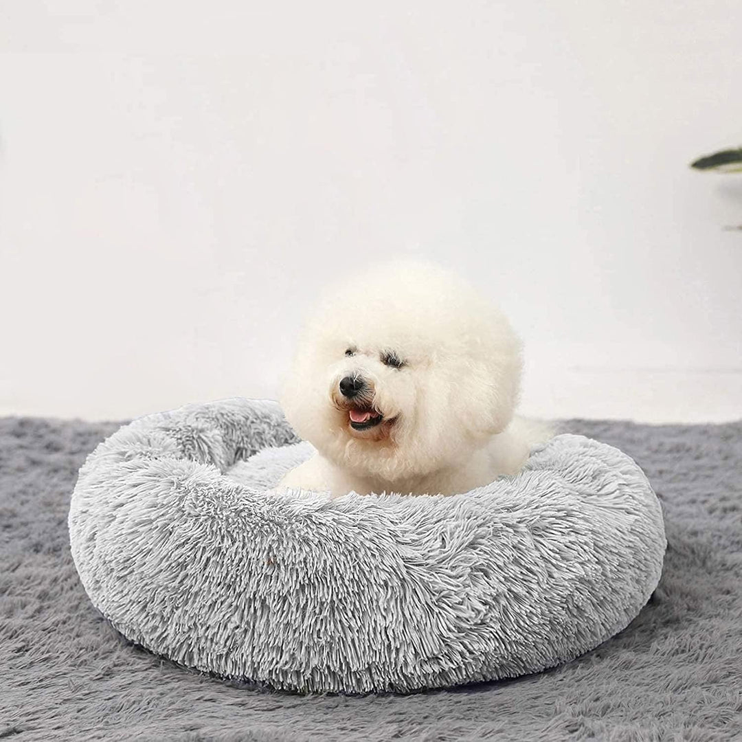 HACHIKITTY Hundebett, beruhigendes Donut-Kuschelbett, für mittelgrosse Hunde, flauschig, beruhigende