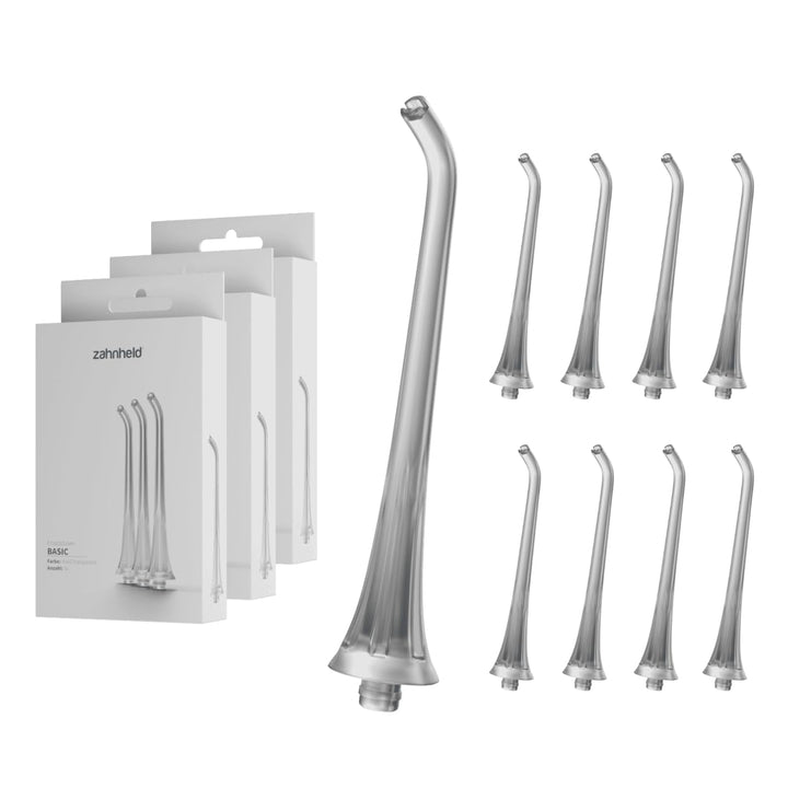 Zahnheld® Ersatzdüsen Basic für Munddusche Aquadent (9 Stück, weiss) 9 Stück Weiss, 9 Stück Weiss
