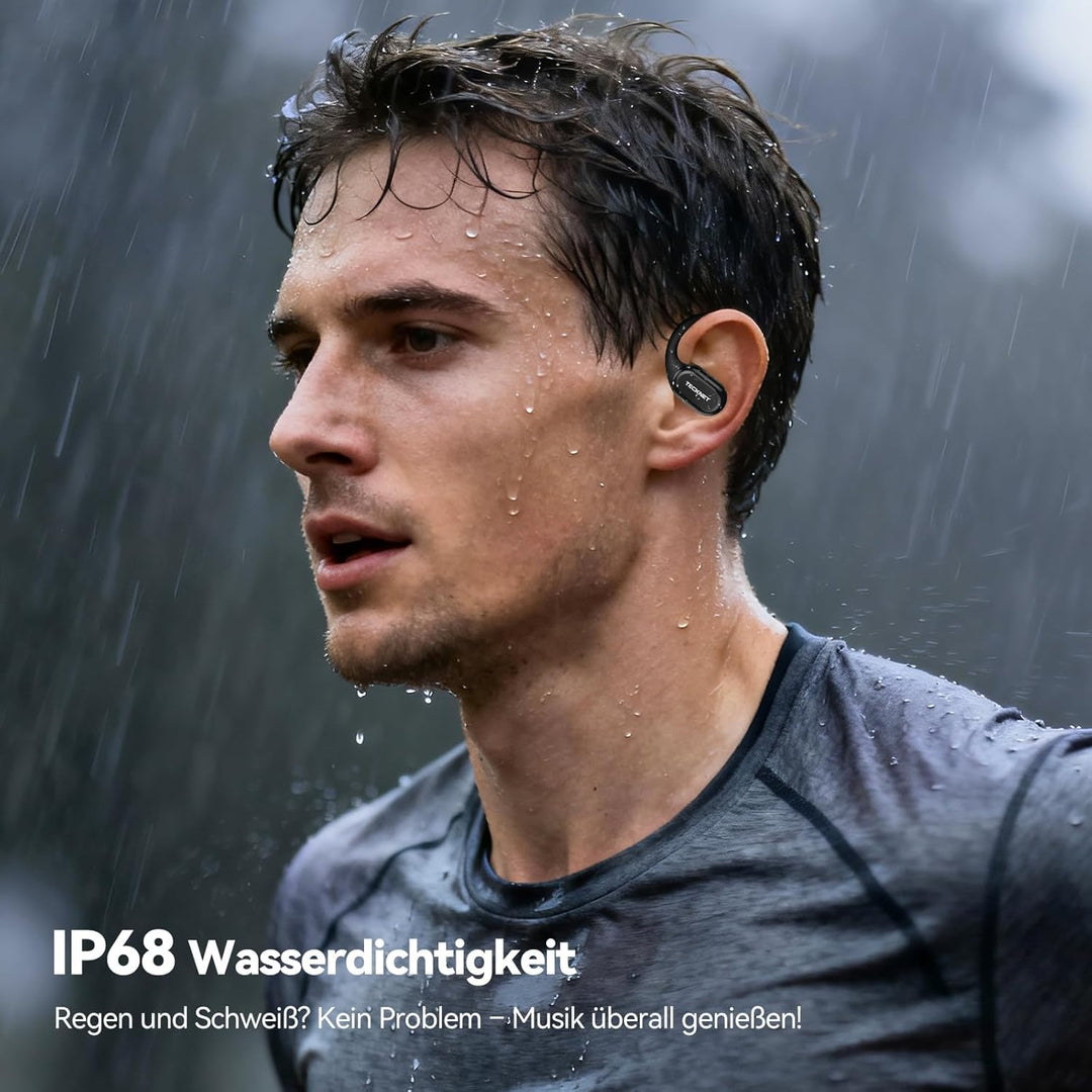 TECKNET Open-Ear Kopfhörer, Bluetooth Kopfhörer Kabellos, Knochenschall Ohrbügel, 60 Stunden Spielze