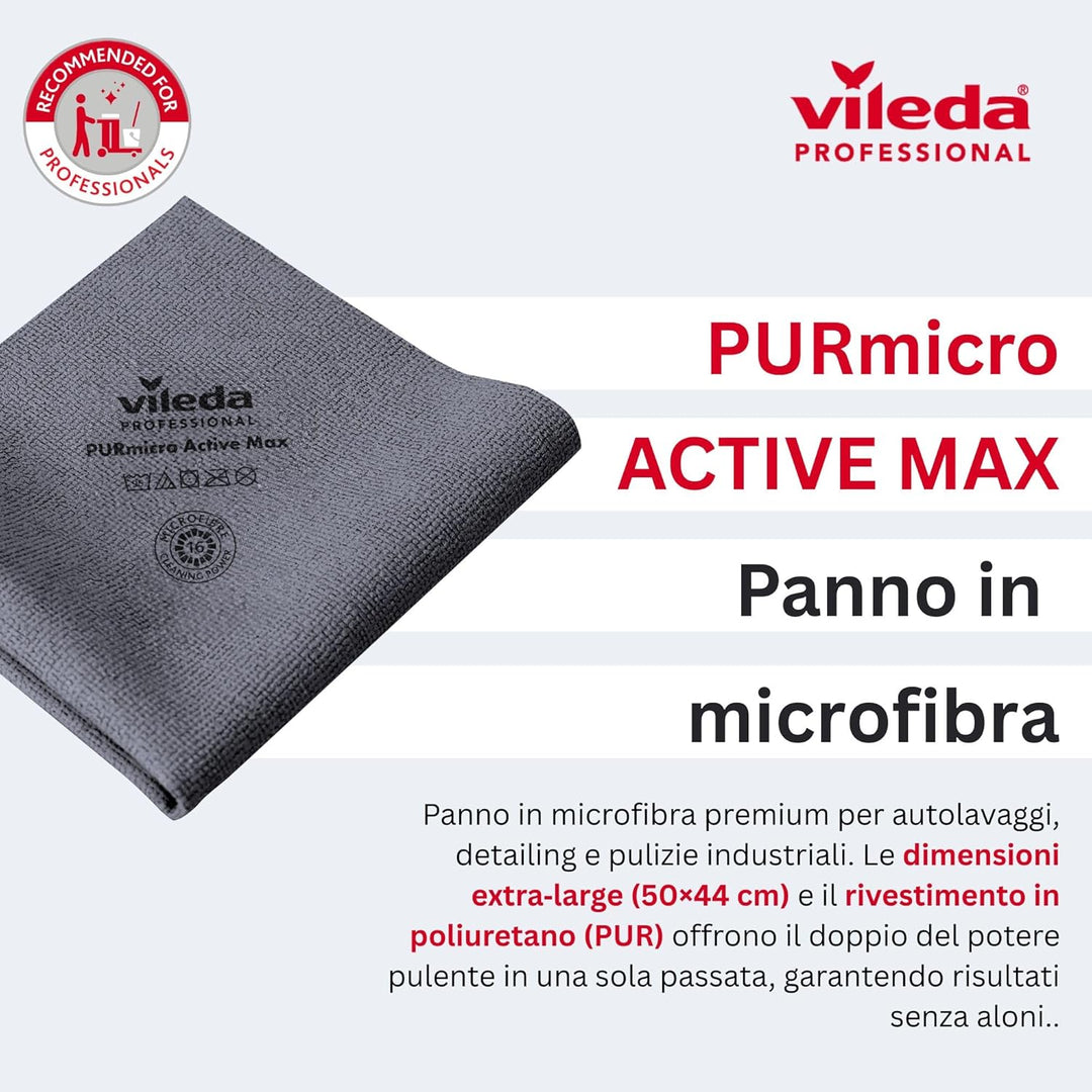 Vileda Professional Purmicro Active Max XL Waschlappen, grau, 5 Stück