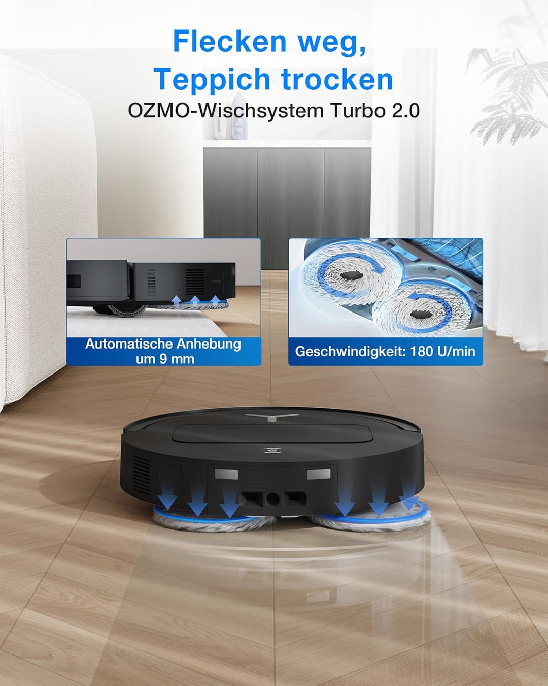 ECOVACS DEEBOT T50 Omni Gen3 Saugroboter mit Wischfunktion, 25.000 Pa, ZeroTangle 3.0, AIVI 3D 2.0,