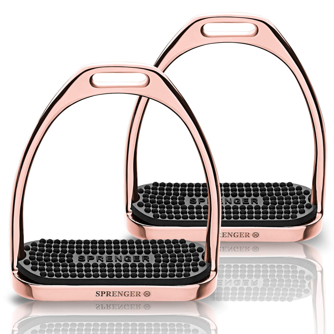 SPRENGER Fillis Steigbügel, 120 mm Trittweite I Bügel mit Farbiger Einlage, rostfreies Edelstahl, 2