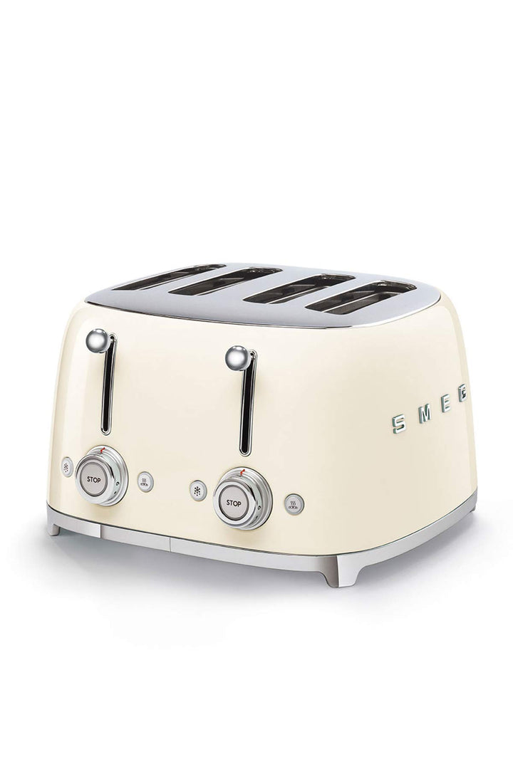 Smeg, 4x4 TSF03CREU -Toaster, 4 Schlitze für 4 Scheiben, 6 Vergoldungsniveaus, Heizfunktion, Abtau-