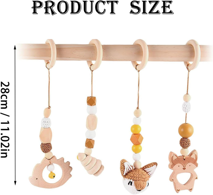 4 Stück Spielebogen Babies Holz, Spieltrapez Baby, Baby Gym Holz, Anhänger Spielbogen, für Mädchen J