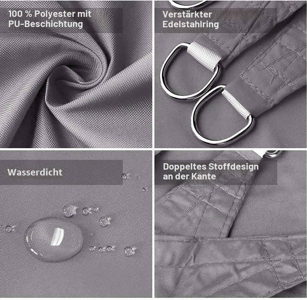 Dripex Sonnensegel wasserdicht Sonnenschutz Set 3X5 m inkl Befestigungsseile Rechteckig Polyester Im