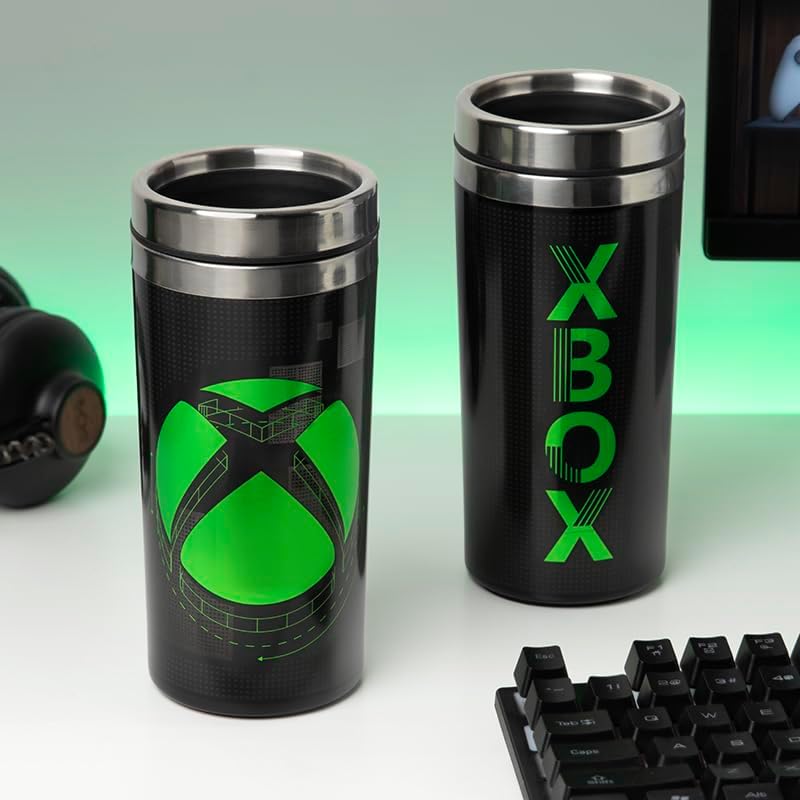 XBOX Reisebecher - Offiziell lizenziertes Getränkeflasche, hält Getränke heiss & kalt, Neuheitsgesch