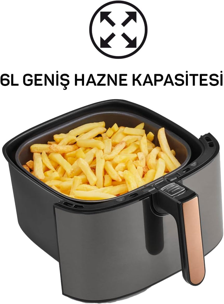 AR2074-G Arzum Airtasty Heissluftfritteuse mit XL Fassungsvermögen, ohne Öl, gesundes Frittieren, di