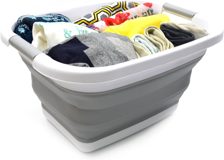 SAMMART 25L Zusammenklappbarer Wäschekorb / -wanne - faltbarer Aufbewahrungsbehälter/Organizer - tra
