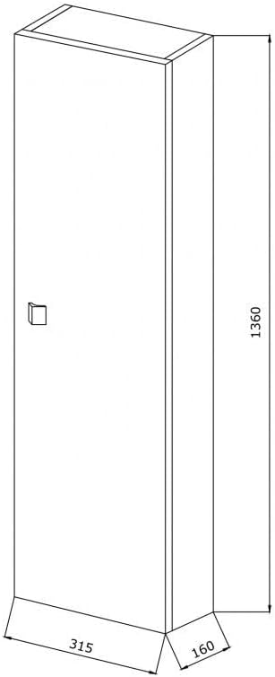 KIAMAMI VALENTINA Bad Hochschrank Hängend Eintürig Quercia Grigio | Facile, Säule 31,5xH136 cm