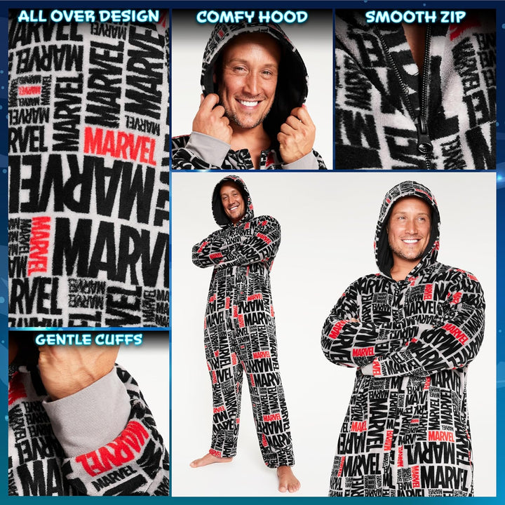 Marvel Kapuzen Flausch Fleece Onesies für Herren und Jugendliche - Bequeme Loungewear S-3XL - Gesche