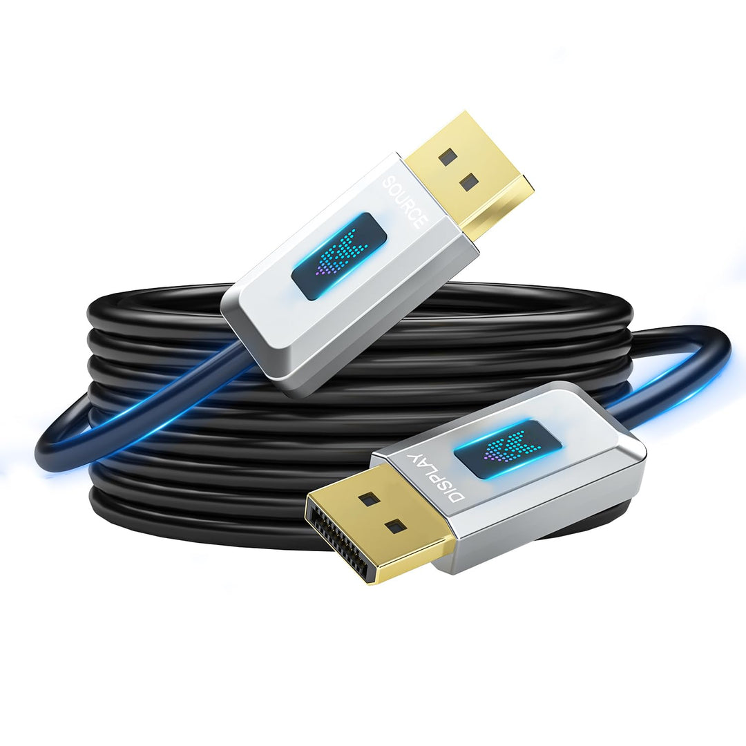 16K Glasfaser DisplayPort 2.1 Kabel 5M, DP 2.1 Kabel [16K@30Hz, 8K@60Hz, 4K@240Hz] 40Gbps Display Po