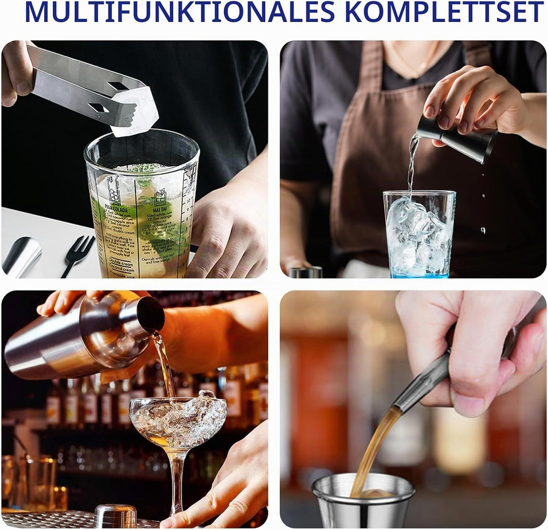 Cocktail Set - Edelstahl Cocktail Shaker - Coktailmixset 750 ML - Cocktail zubehör mit Shaker, doppe