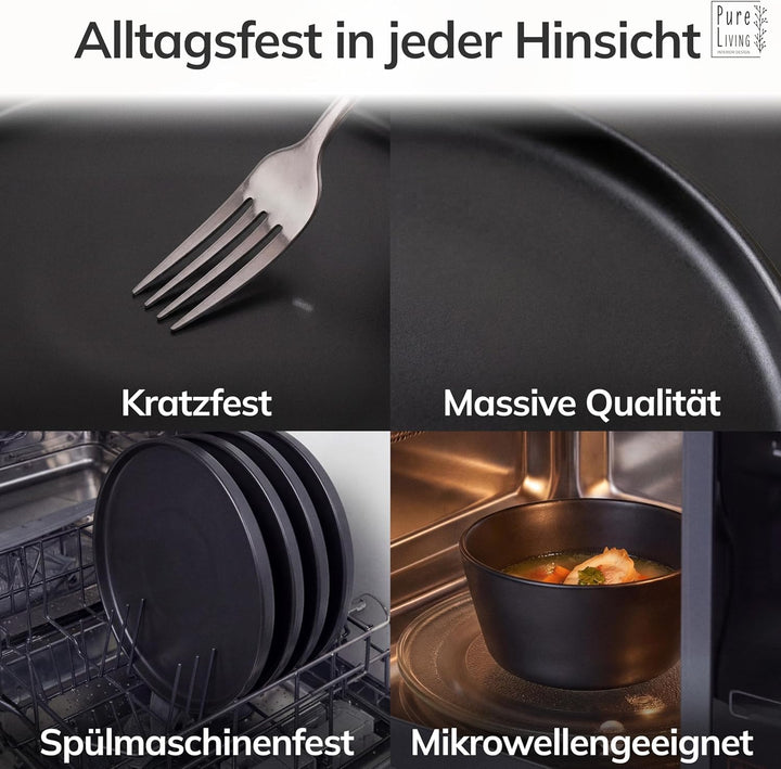 Steingut Suppenteller 6 Pers. Manhattan Hochwertiges Urban Style TEST SEHR GUT Tiefe Teller Set- Kra