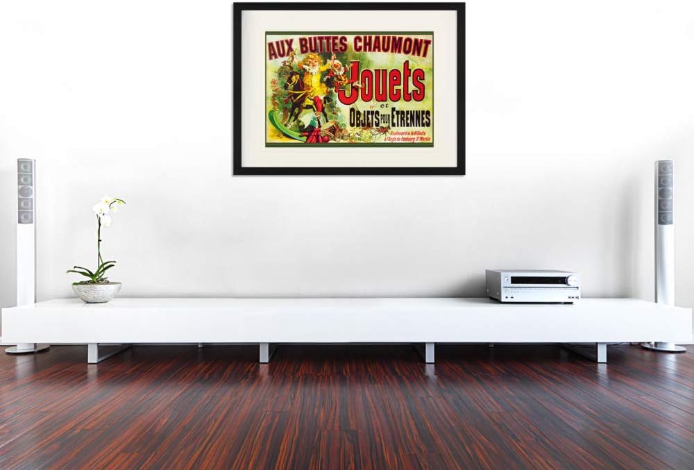 1art1 Vintage Poster Aux Buttes Chaumont, Jouets Et Objets Pour Étrennes, Jules Cheret, 1885 Gerahmt