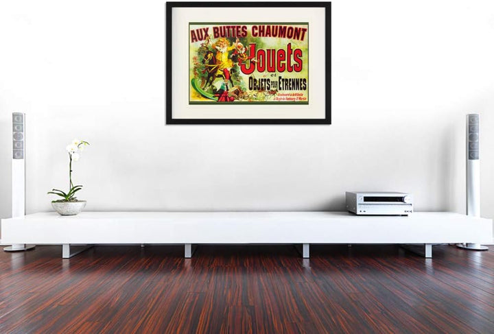 1art1 Vintage Poster Aux Buttes Chaumont, Jouets Et Objets Pour Étrennes, Jules Cheret, 1885 Gerahmt