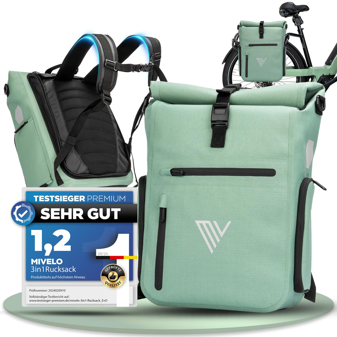 MIVELO 3in1 Fahrradtasche für Gepäckträger I Rucksack &amp; Gepäckträgertasche hinten - in 15 Sekunden u