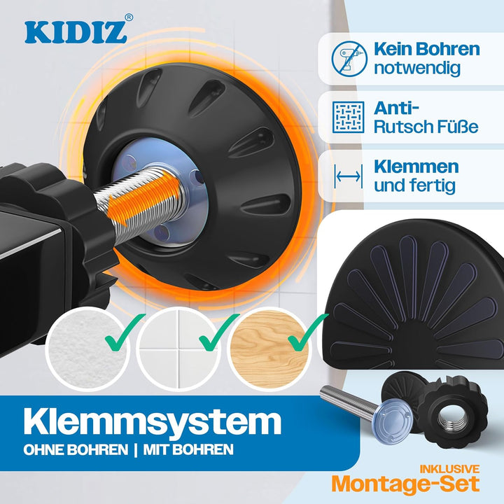 KIDIZ Absperrgitter zum Klemmen mit Katzenklappe, Türschutzgitter, Autoclose Kinder Treppengitter oh