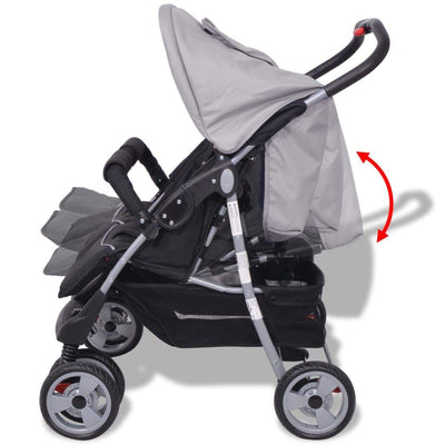 yorten Baby Zwillingswagen Klappbar mit Regenschutzhaube aus Stahl und Oxfordgewebe Rückenlehne Vers