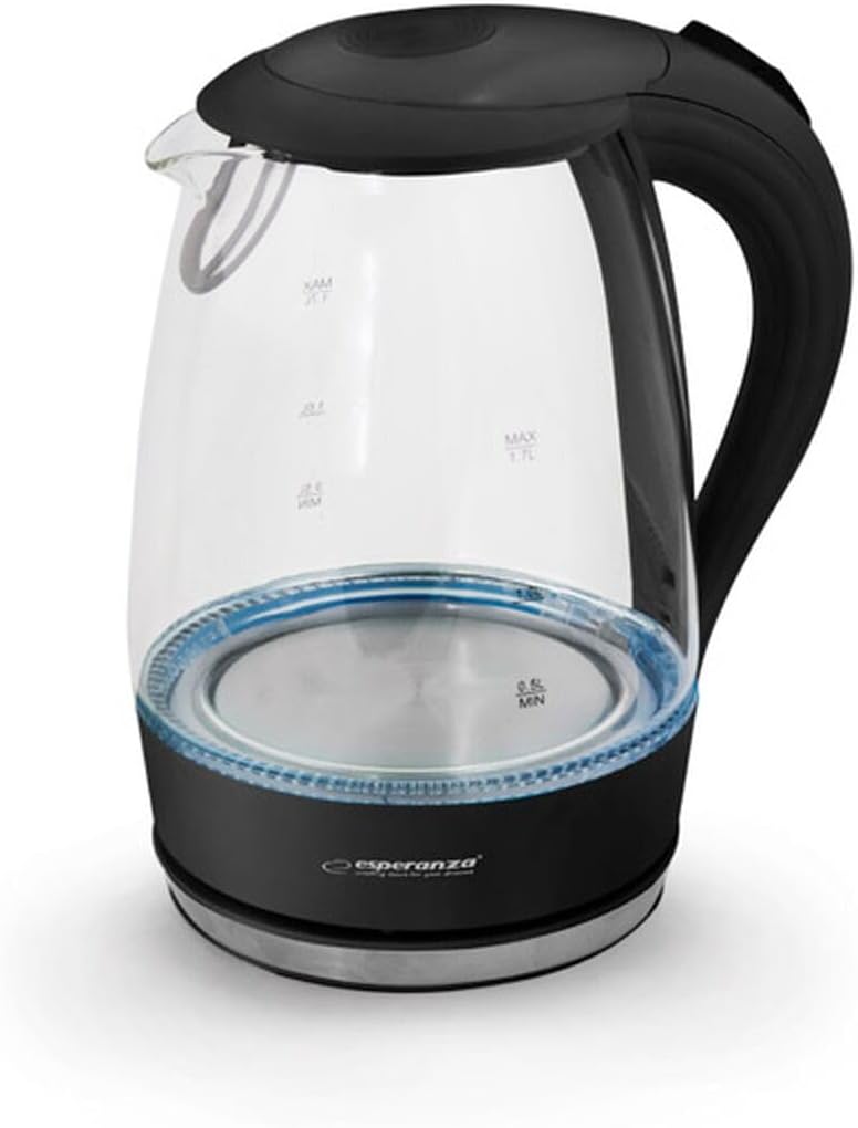 Elektrischer Wasserkocher Salto Angel 1,7L Glas Mit Led-Licht, Schwarz