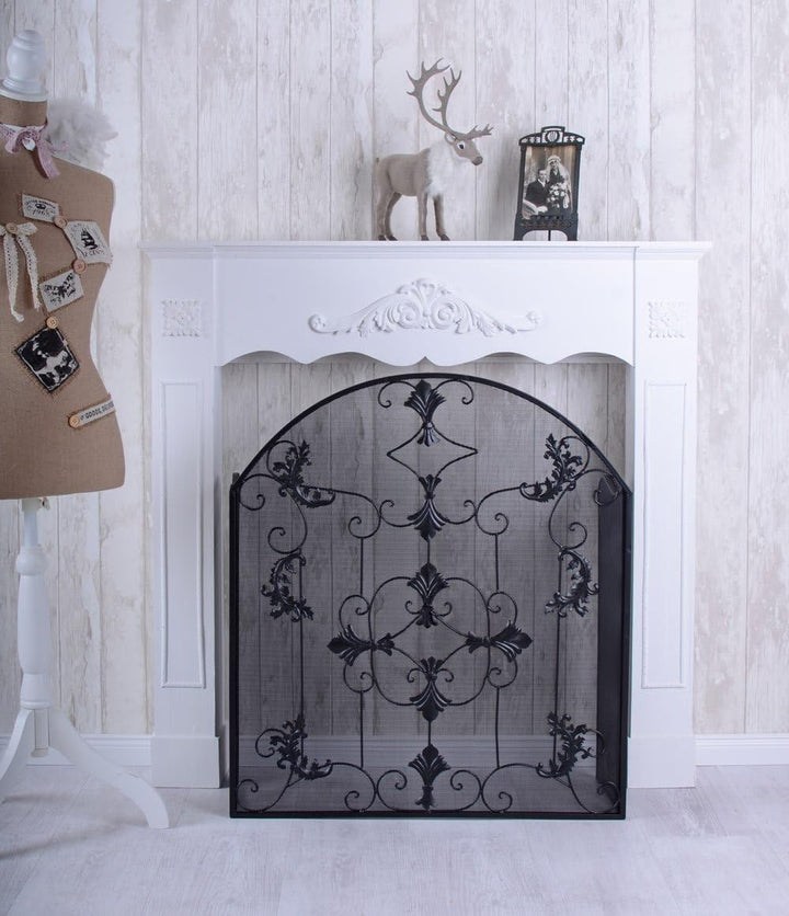 Funkenschutzgitter Schmiedeeisen Kaminschirm Schwarz Funkengitter Antikstil aja076 Palazzo